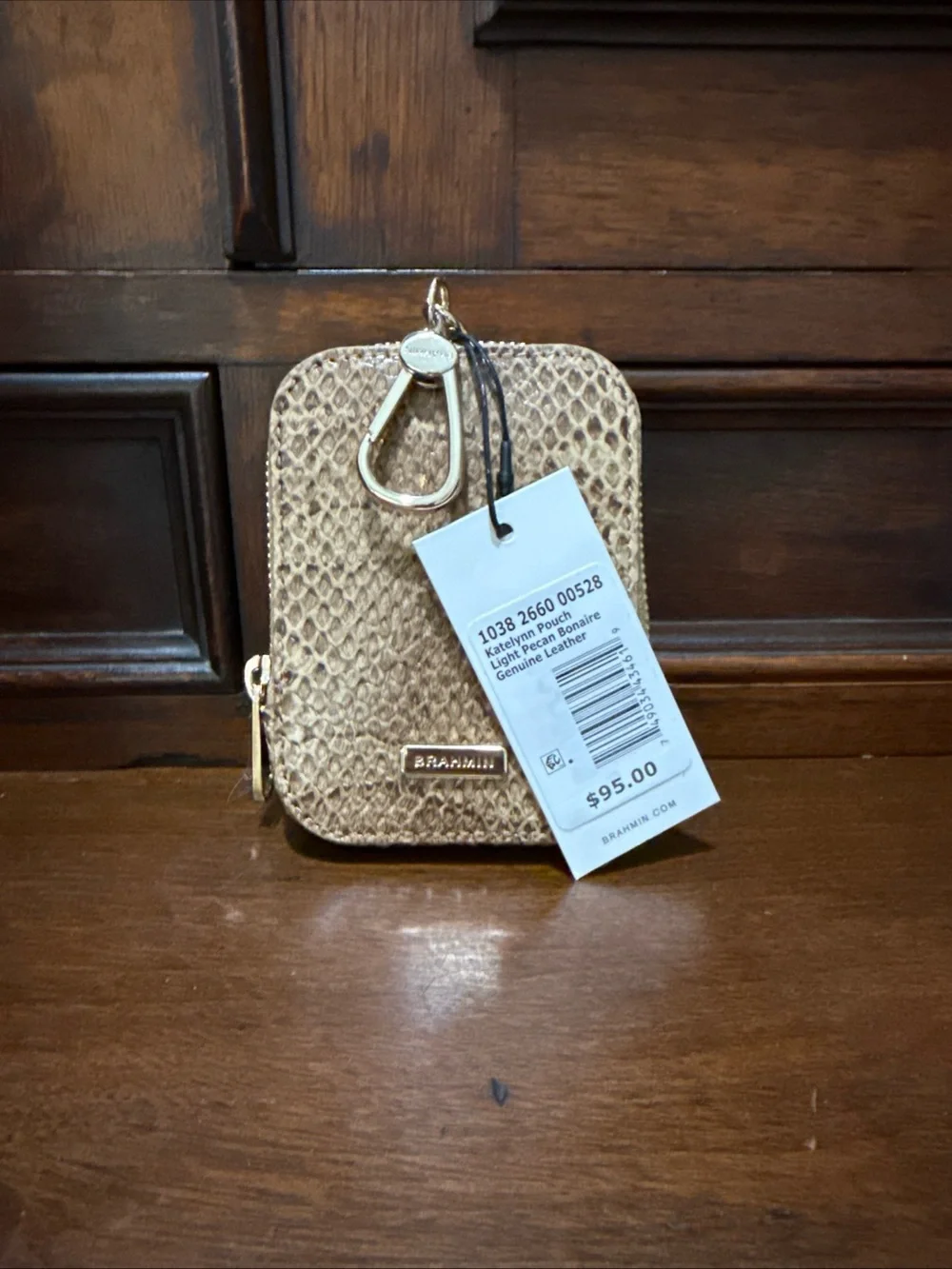 BRAHMIN Katelynn Pouch, light pecan bonaire Genuine Leather